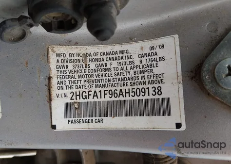 2010 Honda Civic Ex-L z USA, uszkodzony, nr VIN 2HGFA1F96AH509138